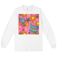White summer time of the sun seamless pattern Long Sleeve Tee - BundleAndBundleShop