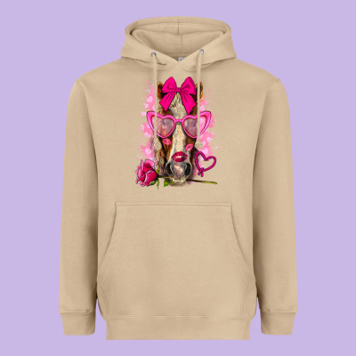 Valentines Day Horse With Sunglasses Heavyweight Hoodie Designed By Nancycooperartshop