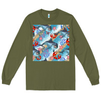 Army Green dolphin and crab seamless pattern Long Sleeve Tee - BundleAndBundleShop
