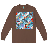 Chestnut dolphin and crab seamless pattern Long Sleeve Tee - BundleAndBundleShop