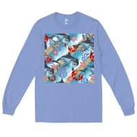 Colony Blue dolphin and crab seamless pattern Long Sleeve Tee - BundleAndBundleShop