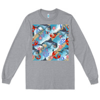 Heather Grey dolphin and crab seamless pattern Long Sleeve Tee - BundleAndBundleShop