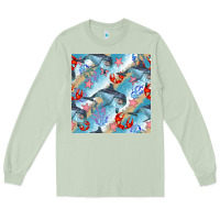 Matcha dolphin and crab seamless pattern Long Sleeve Tee - BundleAndBundleShop