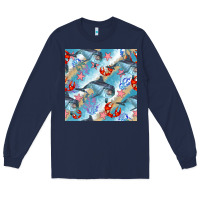 Navy dolphin and crab seamless pattern Long Sleeve Tee - BundleAndBundleShop