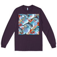 Plum dolphin and crab seamless pattern Long Sleeve Tee - BundleAndBundleShop