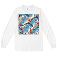 White dolphin and crab seamless pattern Long Sleeve Tee - BundleAndBundleShop