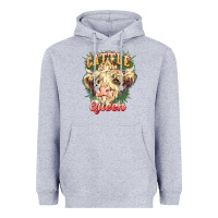 Heather Grey cattle queen Heavyweight Hoodie - NancyCooperArtShop