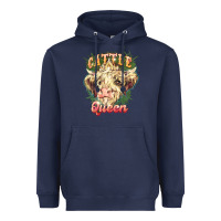 Navy cattle queen Heavyweight Hoodie - NancyCooperArtShop