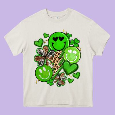 St Patrick's Day Green Smile Heavy Core Tee Designed By Artiststas