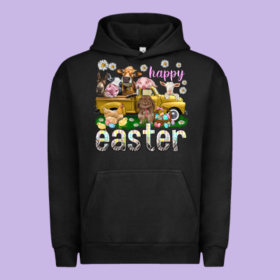 Happy Easter Truck With Farm Animals Urban Hoodie Designed By Nancycooperartshop