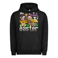 Pigment Black Happy Easter truck with farm animals Urban Hoodie - NancyCooperArtShop