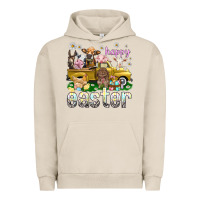 Pigment French Oak Happy Easter truck with farm animals Urban Hoodie - NancyCooperArtShop