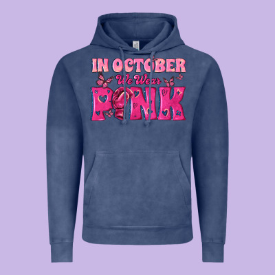 In October We Wear Pink Vintage Hoodie Designed By Texasbilliewilder