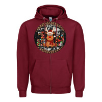 Burgundy joy reindeer christmas ornament Zipper Hoodie - Jasminsmagicworld