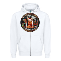 White joy reindeer christmas ornament Zipper Hoodie - Jasminsmagicworld