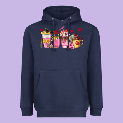 Boss Lady Coffee Cups Heavyweight Hoodie Designed By Nancycooperartshop