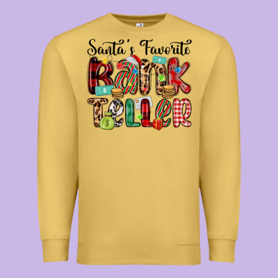 Santa S Favorite Bank Teller Premium Sweatshirt Designed By Maliassmallbusiness