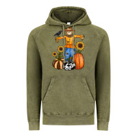 Vintage Olive pumpkin sunflower fall scarecrow Vintage Hoodie - RanaPortraitStore