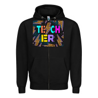 Black Teacher Flash Zipper Hoodie - LillyAllenDesigns