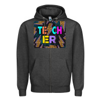 Charcoal Heather Teacher Flash Zipper Hoodie - LillyAllenDesigns