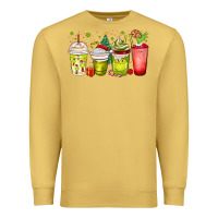 Antique Gold Christmas characters coffee cups Premium Sweatshirt - MaliasSmallBusiness