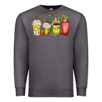 Charcoal Heather Christmas characters coffee cups Premium Sweatshirt - MaliasSmallBusiness