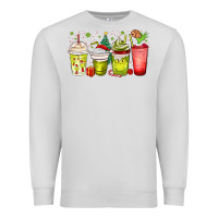 Dove Grey Christmas characters coffee cups Premium Sweatshirt - MaliasSmallBusiness