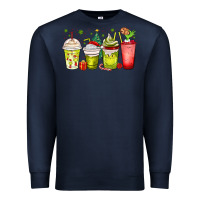 Navy Christmas characters coffee cups Premium Sweatshirt - MaliasSmallBusiness