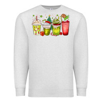 Oatmeal Heather Christmas characters coffee cups Premium Sweatshirt - MaliasSmallBusiness