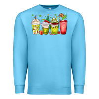 Ocean Blue Christmas characters coffee cups Premium Sweatshirt - MaliasSmallBusiness