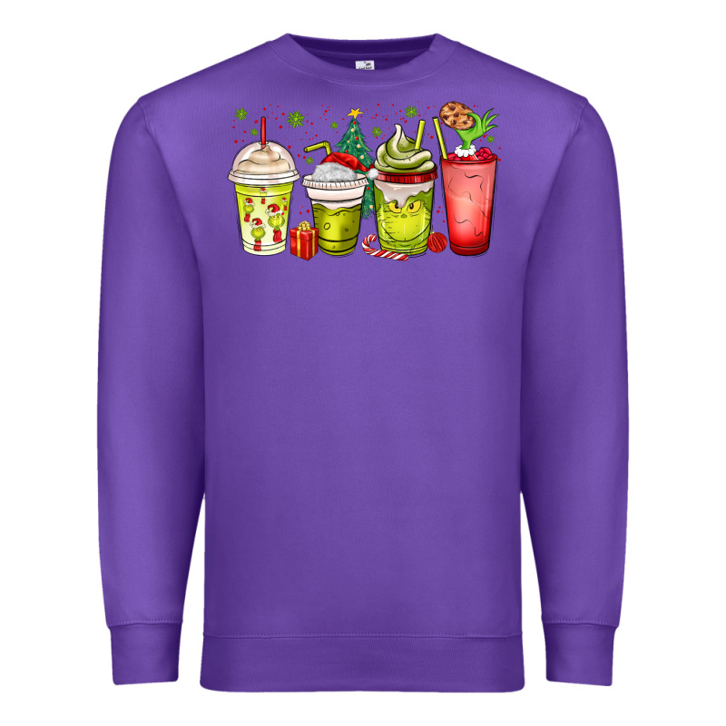 Christmas Characters Coffee Cups Premium Sweatshirt by MaliasSmallBusiness | Teevron