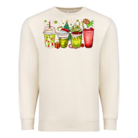 Sandshell Christmas characters coffee cups Premium Sweatshirt - MaliasSmallBusiness