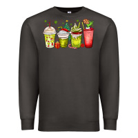 Smoke Christmas characters coffee cups Premium Sweatshirt - MaliasSmallBusiness