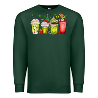 Sports Green Christmas characters coffee cups Premium Sweatshirt - MaliasSmallBusiness