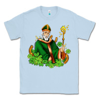 Dusty Blue st patricks and horseshoes with shamrocks Classic Tee - AdoDesignShop