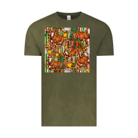Vintage Olive christmas leopard cow with gift boxes Vintage Tee - FaDigitalArtStudio
