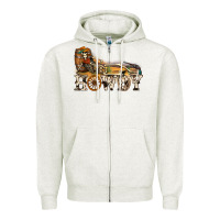 Oatmeal Heather howdy killer Zipper Hoodie - NancyCooperArtShop