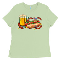Matcha hot dog and beer with stars and usa flags Ladies Tee - AdoDesignShop