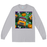 Moon Dust halloween bus and pumpkin seamless pattern Long Sleeve Tee - BundleAndBundleShop