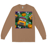 Toasted Coconut halloween bus and pumpkin seamless pattern Long Sleeve Tee - BundleAndBundleShop