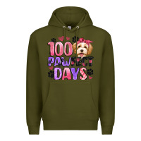 Army Green 100 pawfect days Premium Hoodie - Artiststas