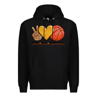 Black peace love basketball Premium Hoodie - AdoDesignShop