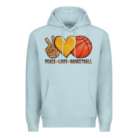 Blue Mist peace love basketball Premium Hoodie - AdoDesignShop