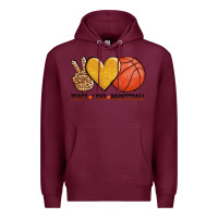 Burgundy peace love basketball Premium Hoodie - AdoDesignShop