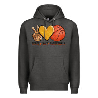 Charcoal Heather peace love basketball Premium Hoodie - AdoDesignShop