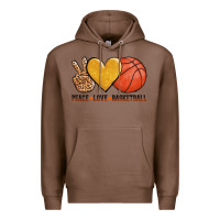 Chestnut peace love basketball Premium Hoodie - AdoDesignShop