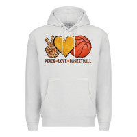 Dove Grey peace love basketball Premium Hoodie - AdoDesignShop