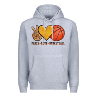 Heather Grey peace love basketball Premium Hoodie - AdoDesignShop