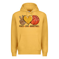 Mustard peace love basketball Premium Hoodie - AdoDesignShop