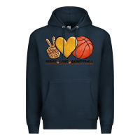 Navy peace love basketball Premium Hoodie - AdoDesignShop